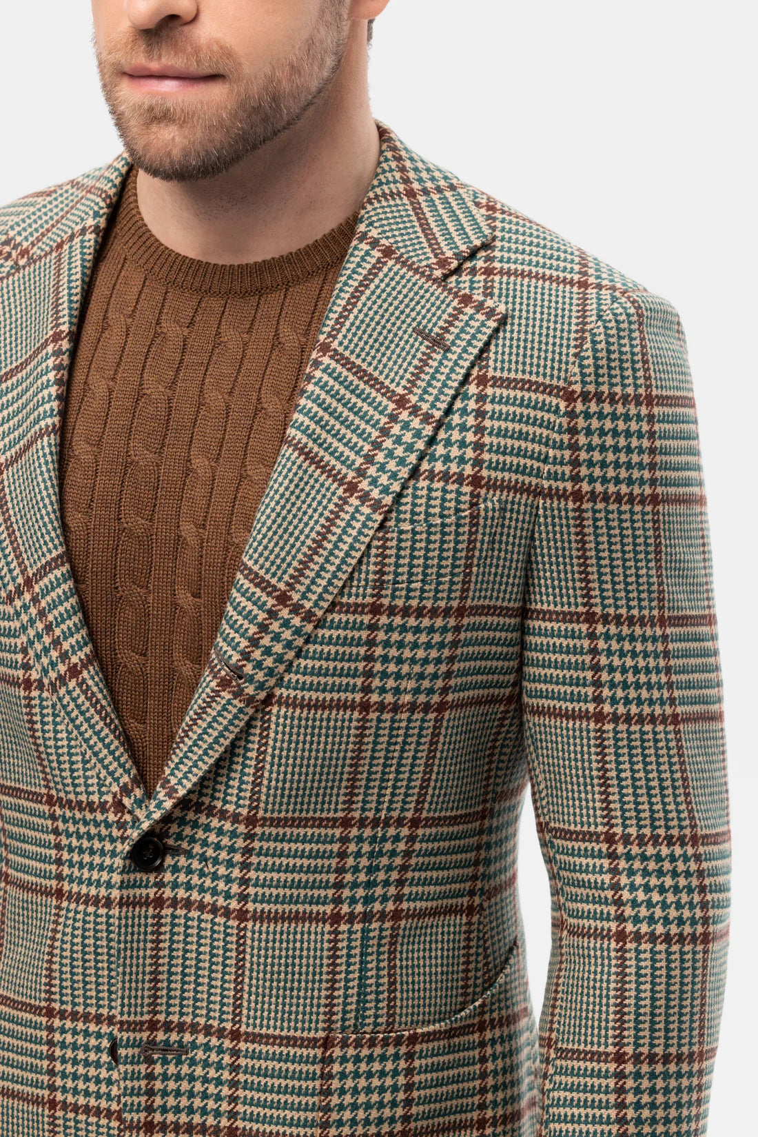 Green-brown PoW checkered jacket
