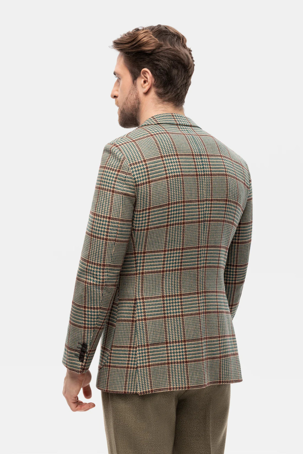 Green-brown PoW checkered jacket