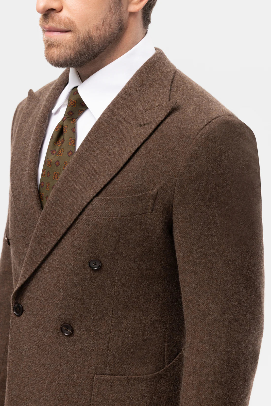 Brown brushed wool double-breasted jacket