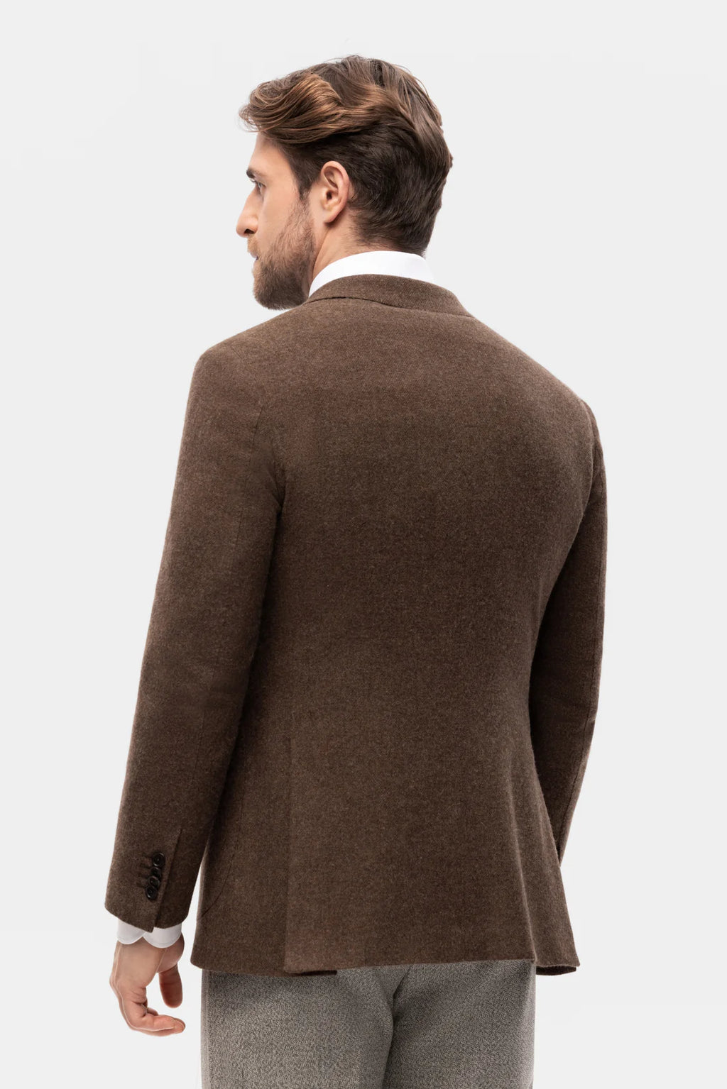 Brown brushed wool double-breasted jacket
