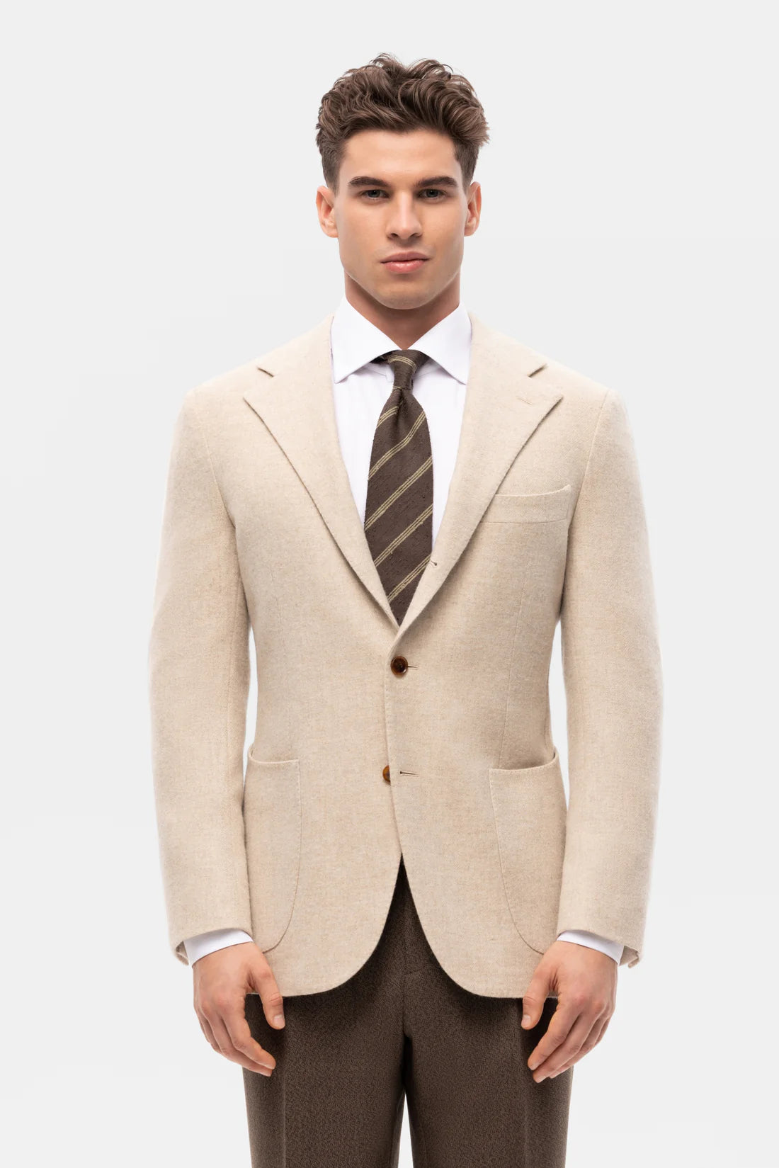 Beige brushed wool jacket